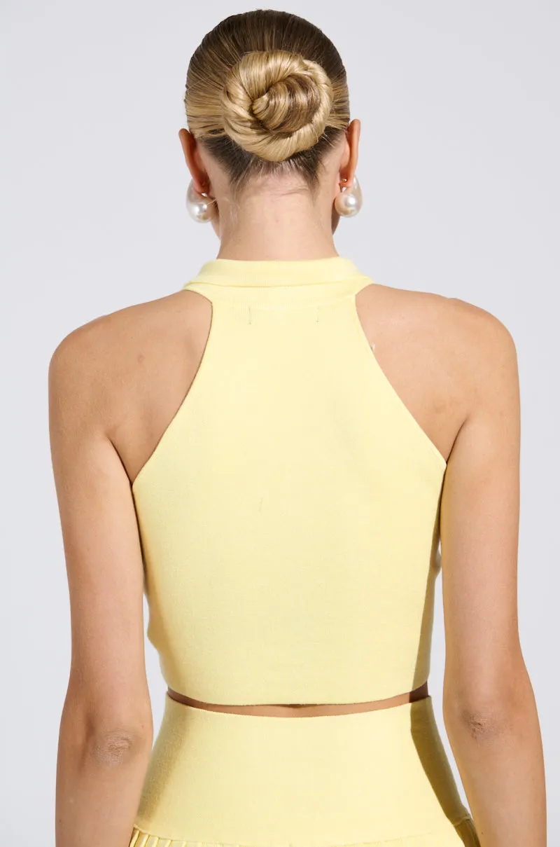 Customized Layer Ready LEMONY EMILY CROPPED SWEATER VEST IN YELLOW