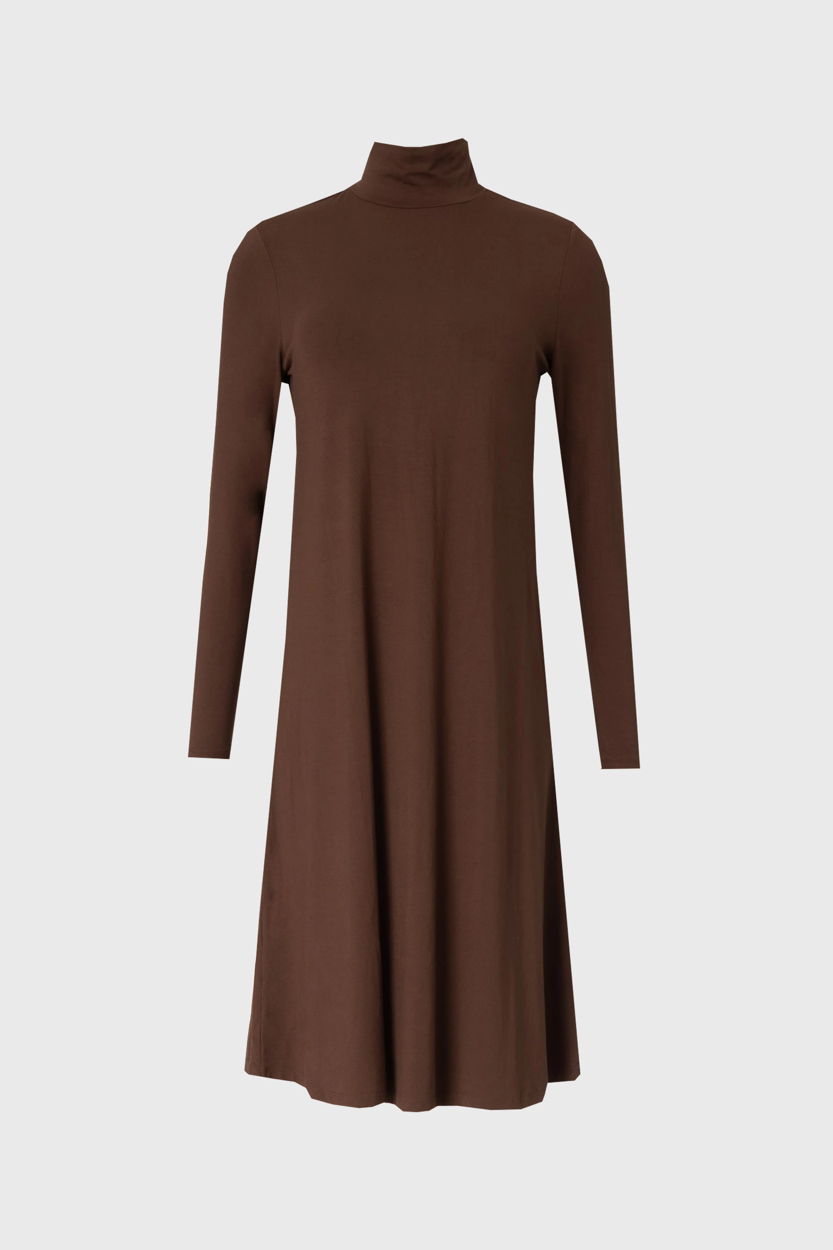 Brown Turtleneck Swing Dress FadeResistant