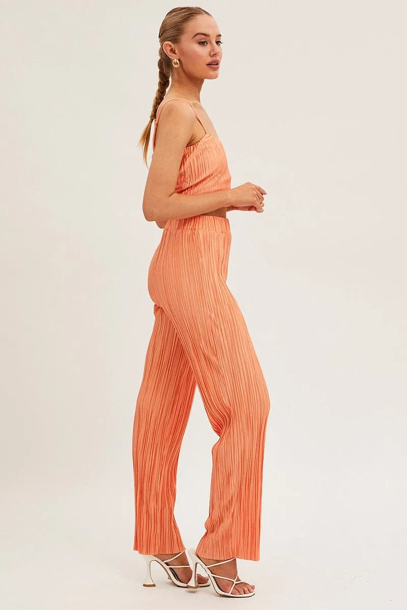 SoftLining Perfect Fit Orange Plisse Pants Wide Leg