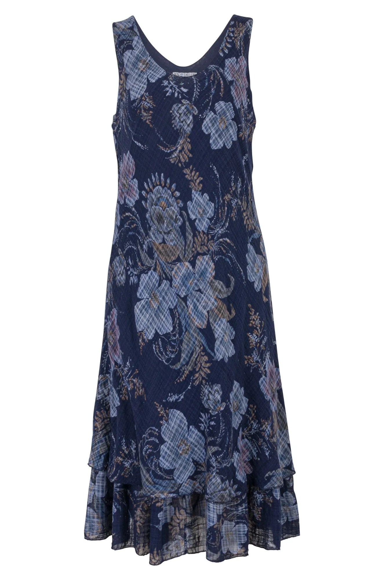 Made in Italy V neck Dress | INDIGO GARDEN | 0302A1 Free Mind