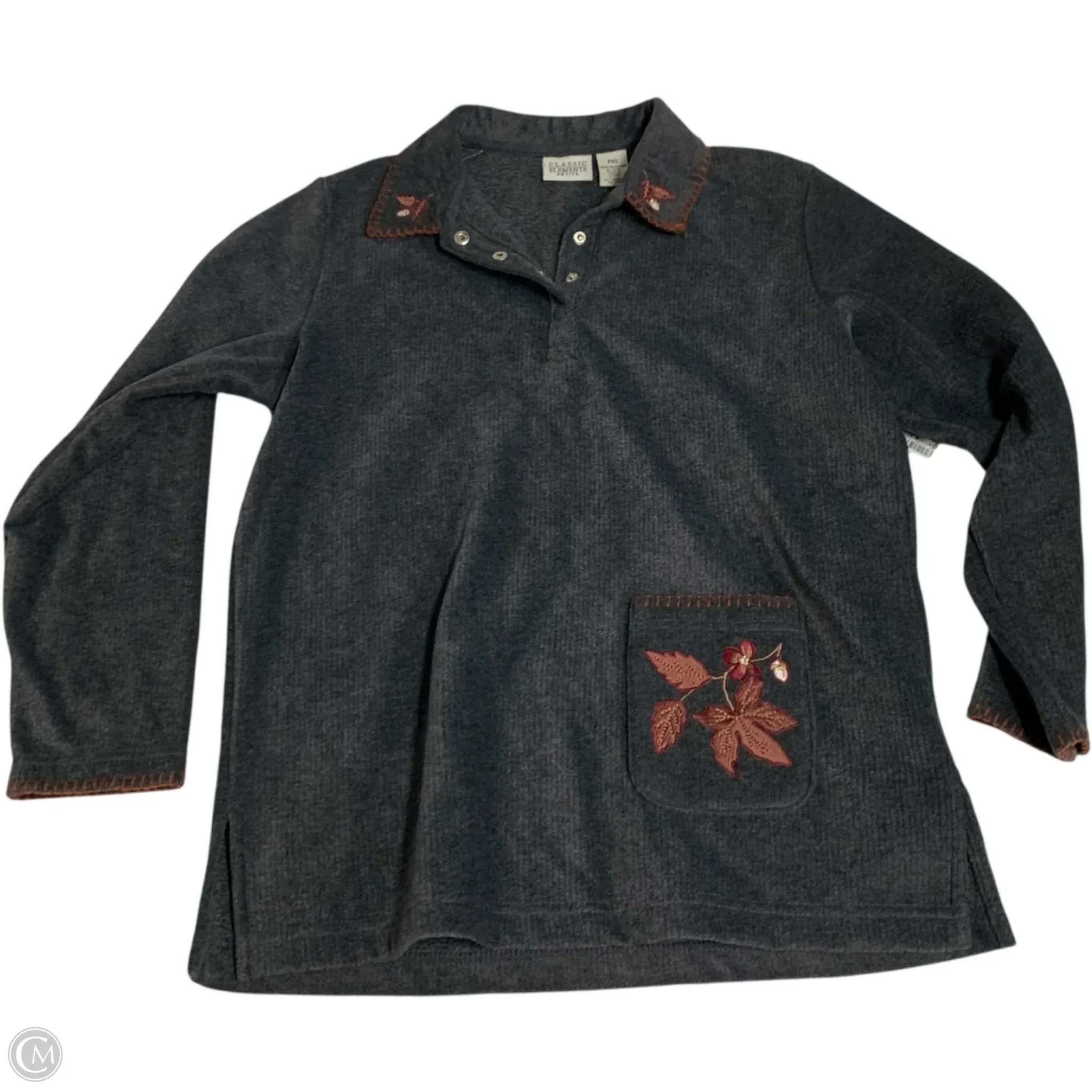 Sweatshirt Collar By Classic Elements In Grey, Size: Xsp Nature Glow