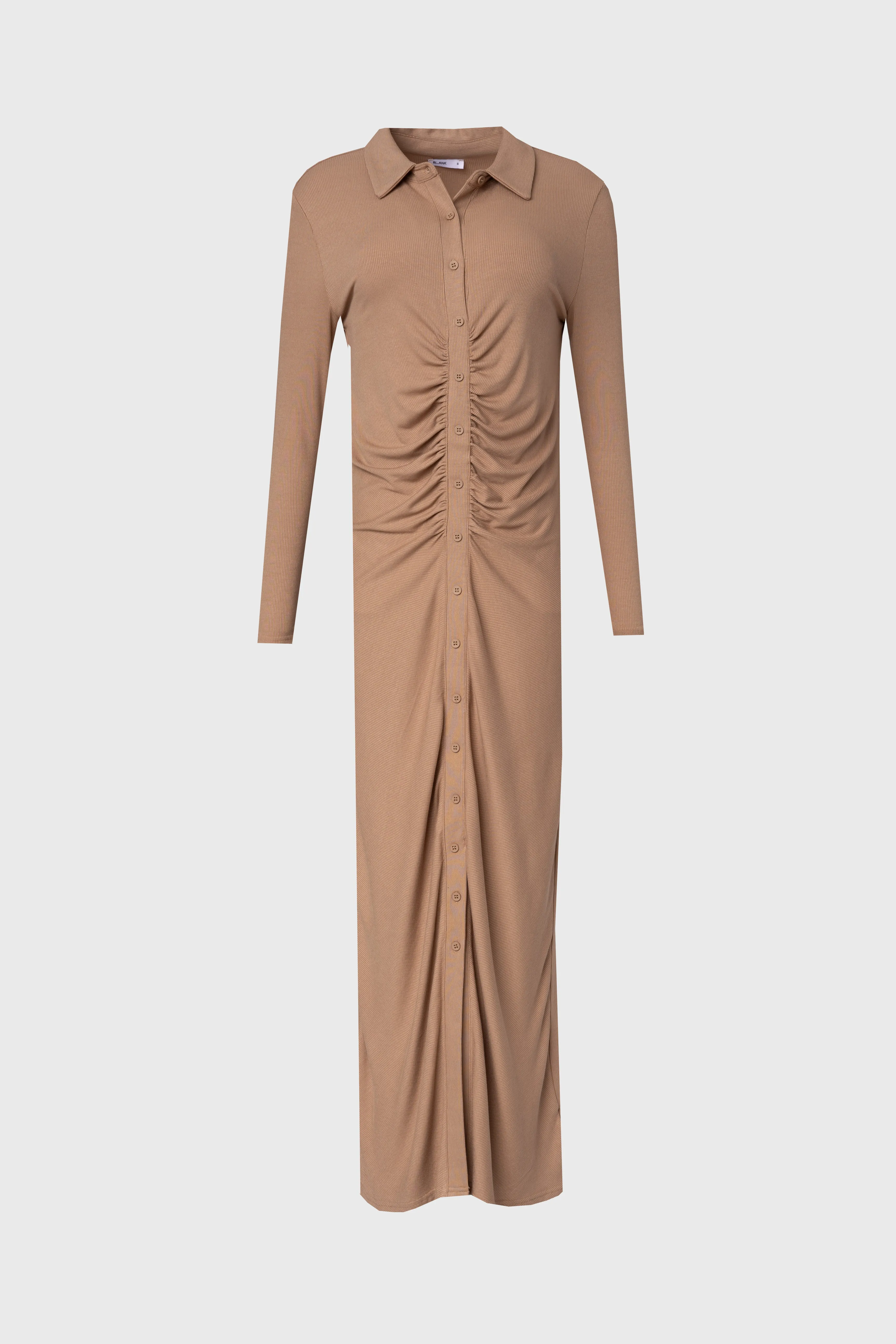 Lightweight Construction Windproof Fabric Mocha Ruched Cardi Maxi Dress