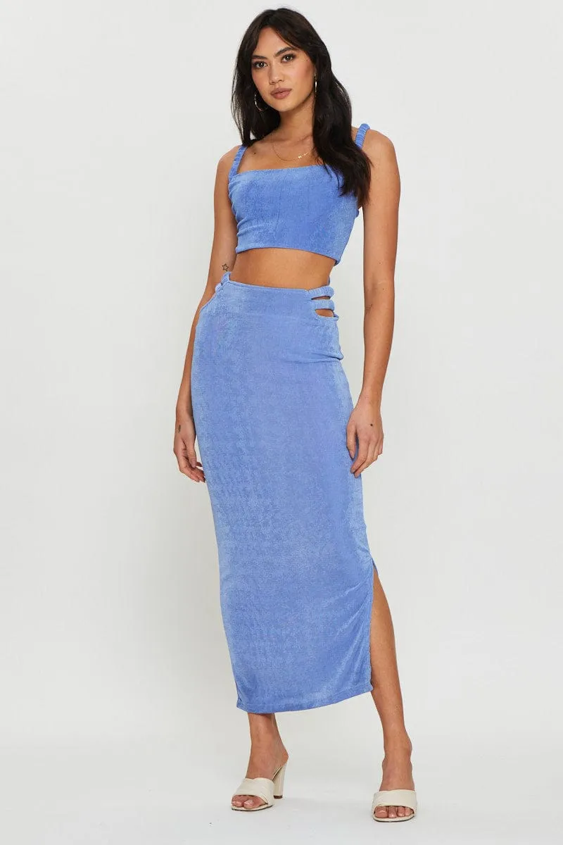 Subtle Look High Elasticity Material Purple Maxi Skirt Side Split