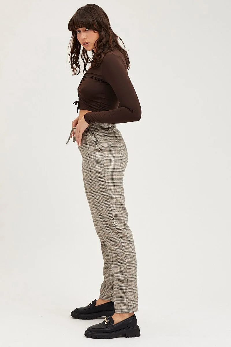 Check Slim Pants High Rise Tagless Design