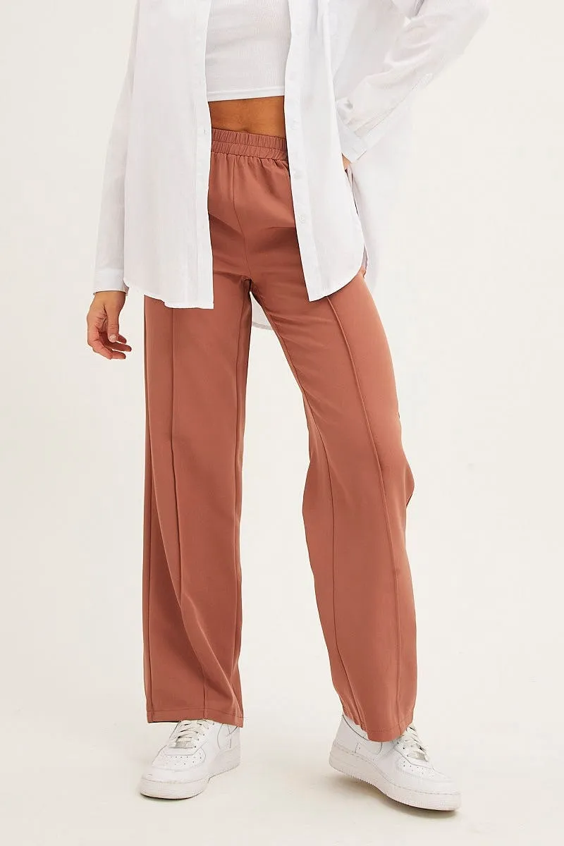Orange Pant Pull On Elastic Free Cuffs