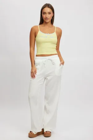 Reinforced Stress Points White Wide Leg Pants Elasticated Waist