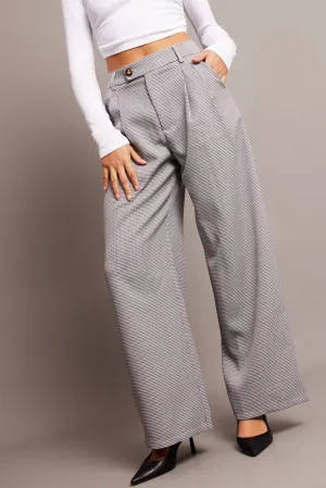 ripstop fabric EcoFriendlyMaterials Black Check Wide Leg Pants High Rise