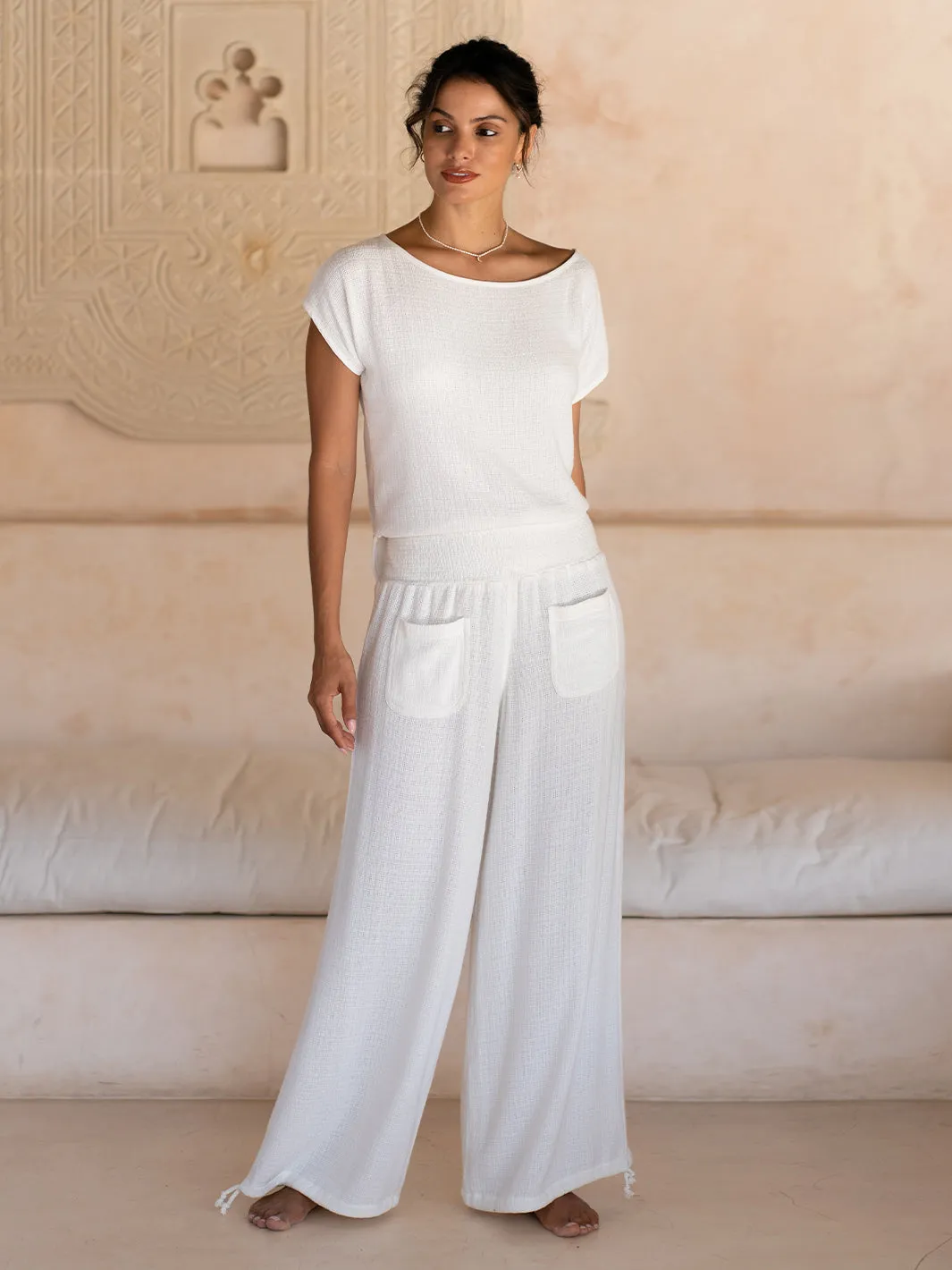 Casa Linen Blend Top Coconut Versatile Wearable Bright and Bold