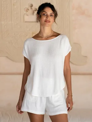 Sustainable Casa Linen Blend Top Coconut