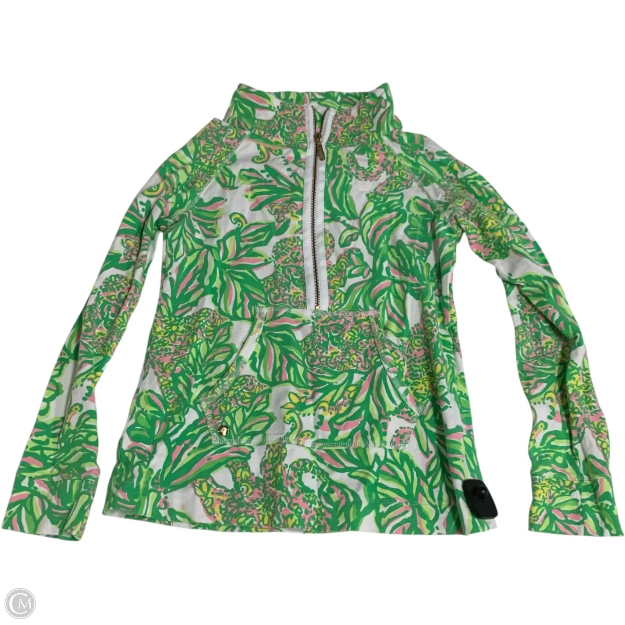 Sky Cool Casual Polo Sweatshirt Designer By Lilly Pulitzer In Green & Pink, Size: S