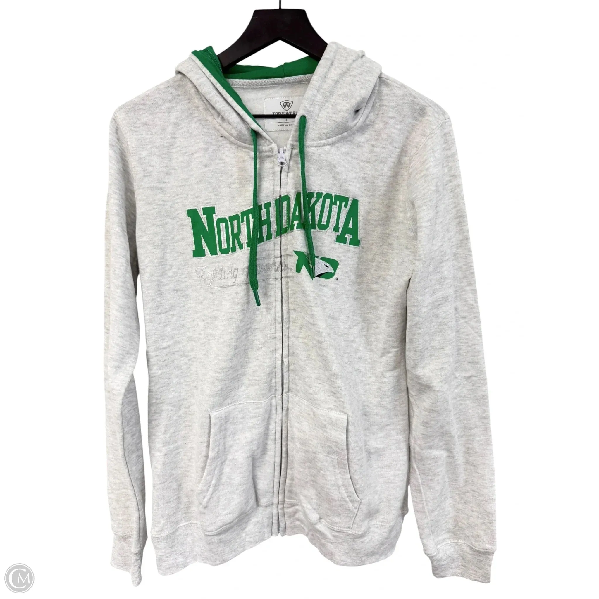 Trendy Jacket CompactFold Sweatshirt Hoodie By Clothes Mentor In Grey, Size: L