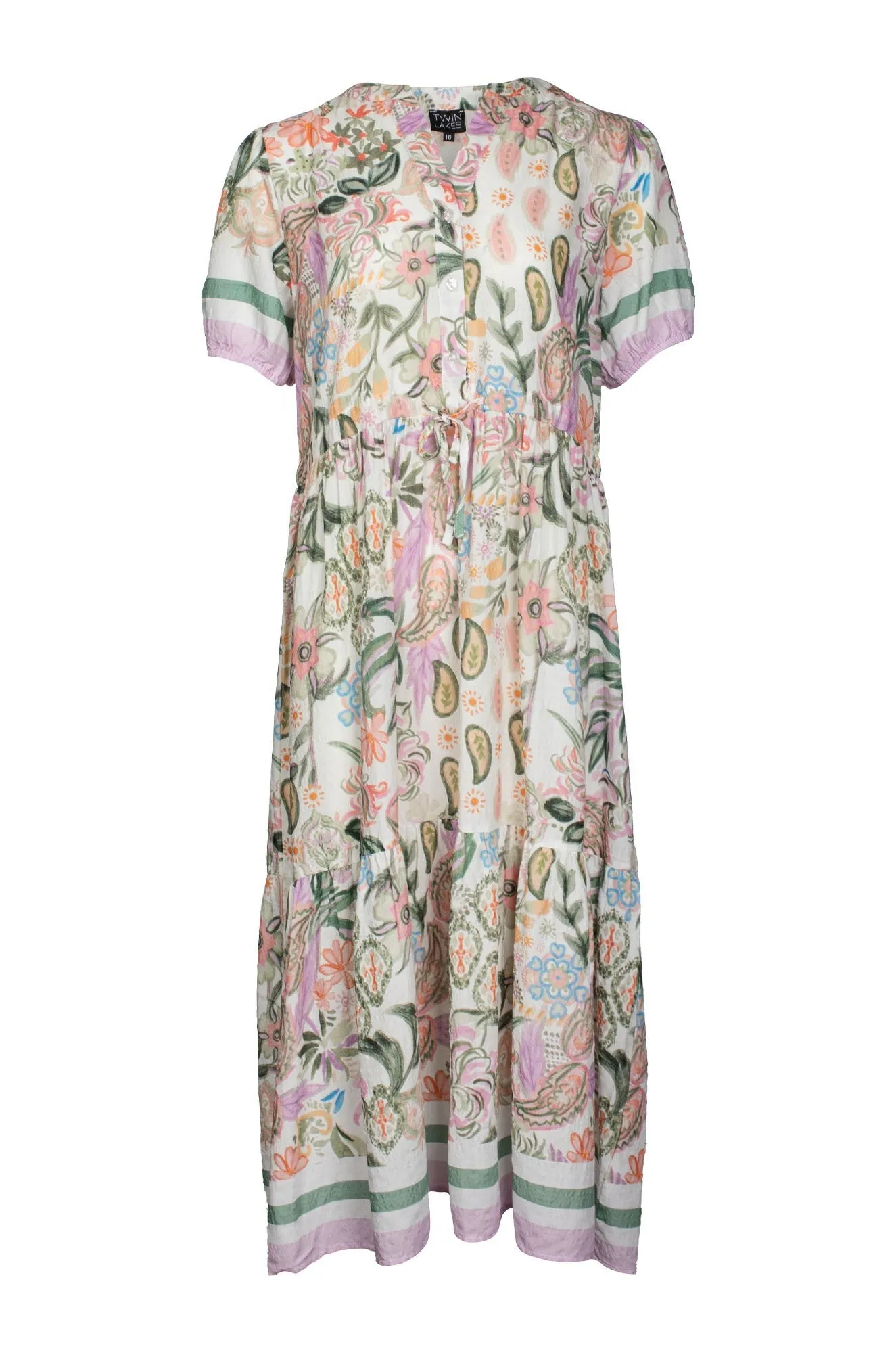 AntiStatic Material Thermal Insulation Layer Dress | Olive Lilac Border | 6512C1