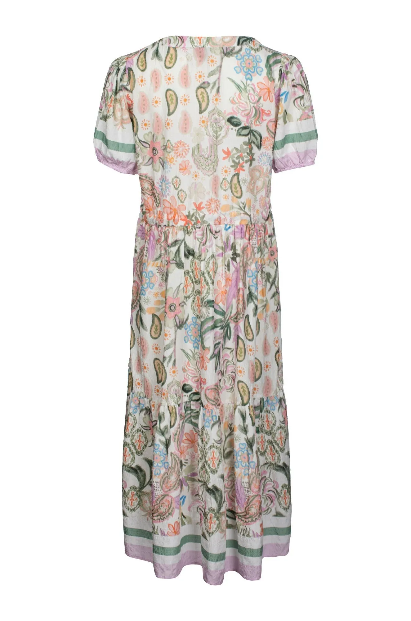 AllDayComfort Fashion Layers Dress | Olive Lilac Border | 6512C1