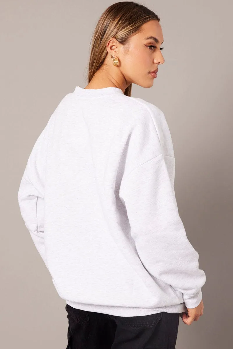 Grey Graphic Sweater Long Sleeve Athletic Cut product premium quality