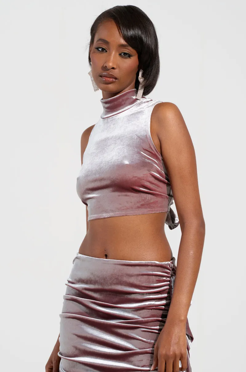 FLAUNT IT VELVET MOCK NECK BLOUSE vibration - resistant