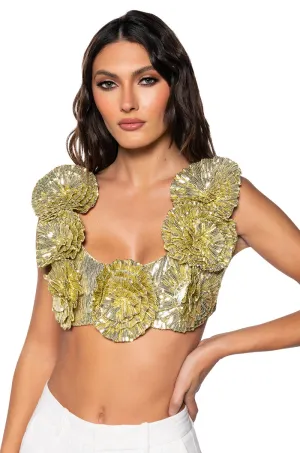 EVERY ROSE SEQUIN CROP TOP Adaptive Fit