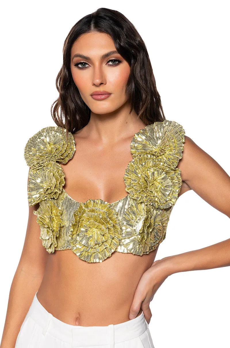 EVERY ROSE SEQUIN CROP TOP Scientific - useful