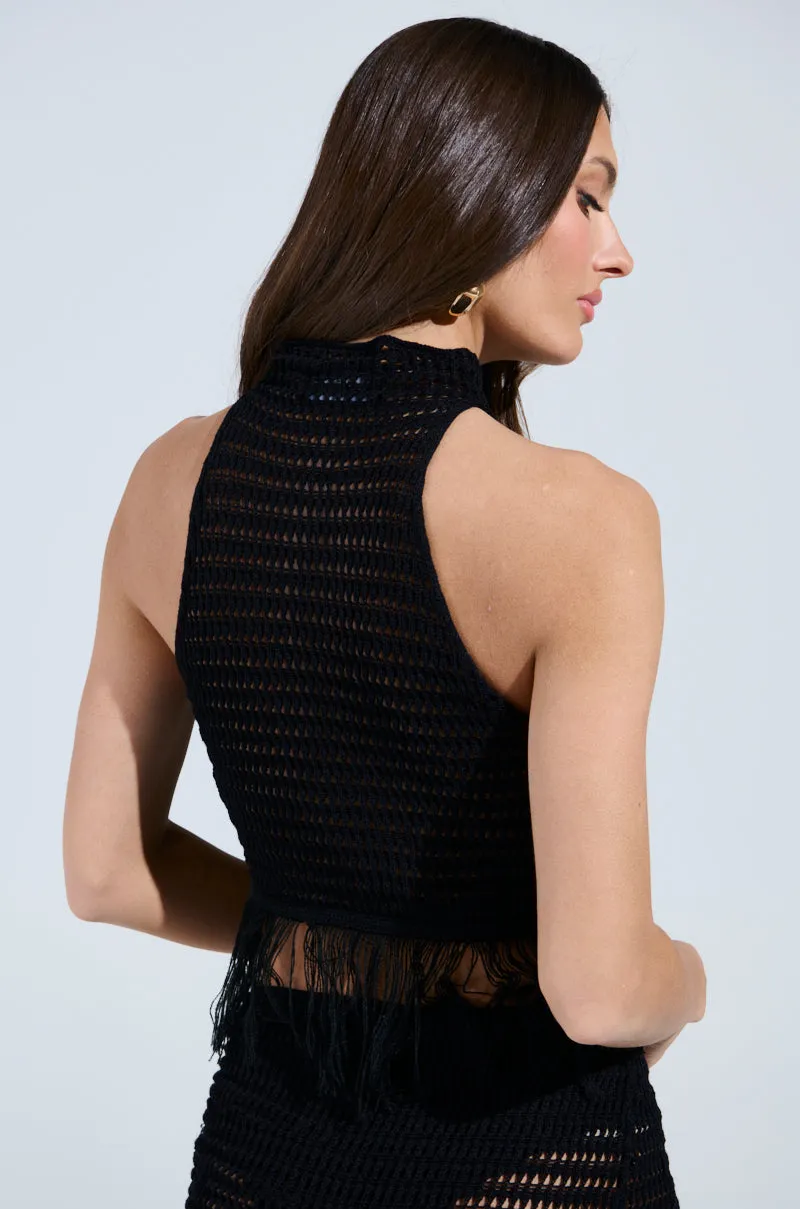 Quick Soft Fast Evaporation CROCHET FRAYED EDGE CROP TANK TOP