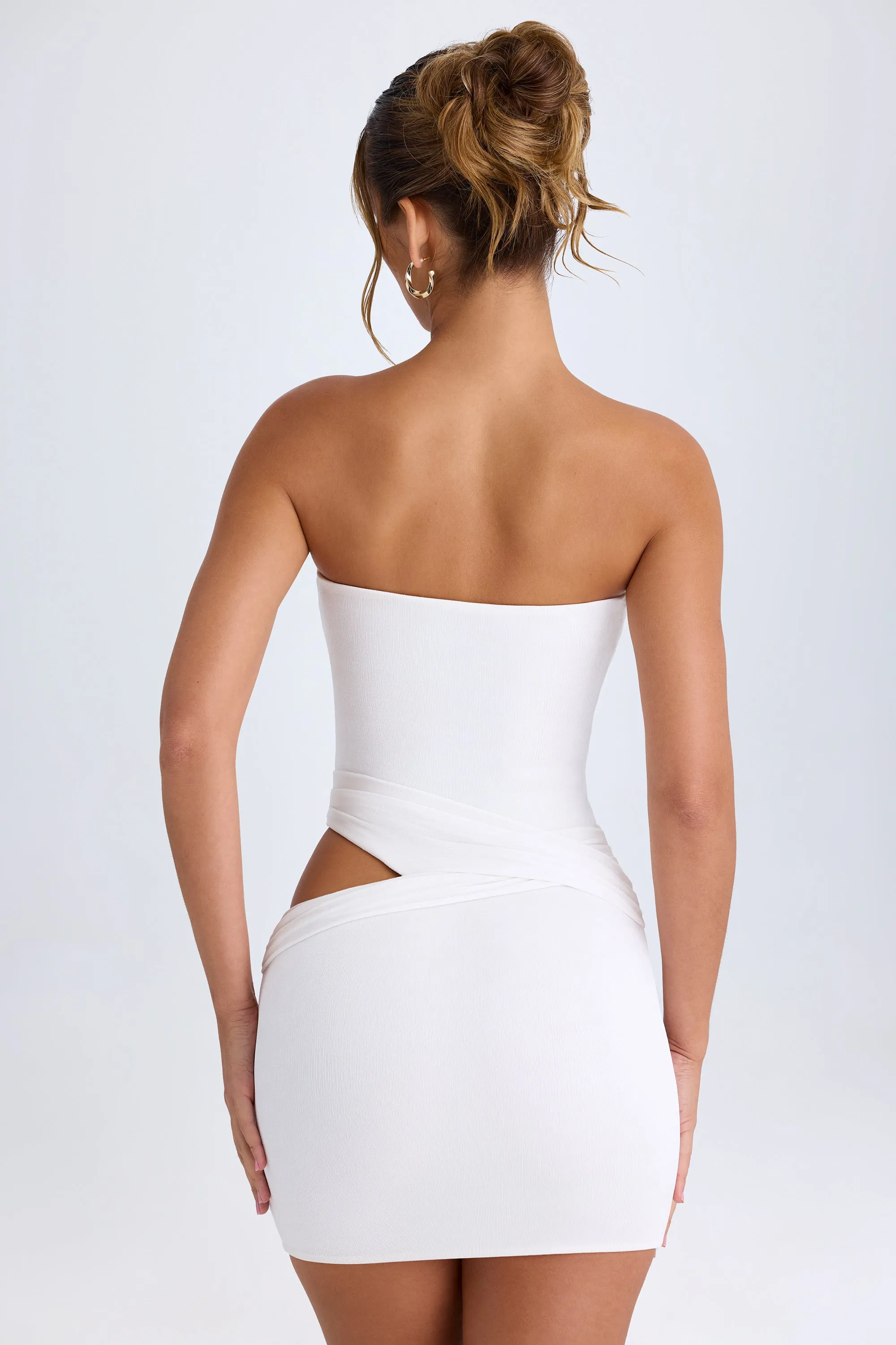 Cut-Out Bandeau Mini Dress in White Star Look Comfortable party dress
