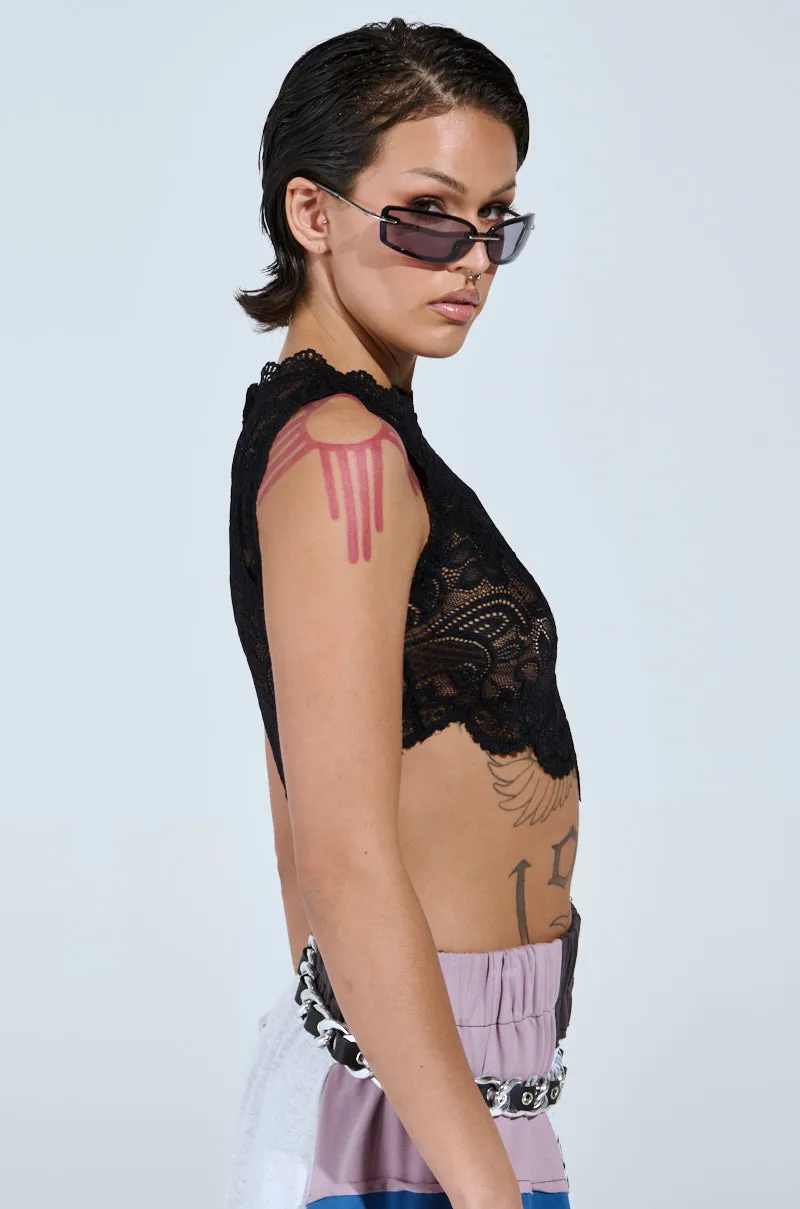 Recycled Material Blend FREE FALLING LACE TOP