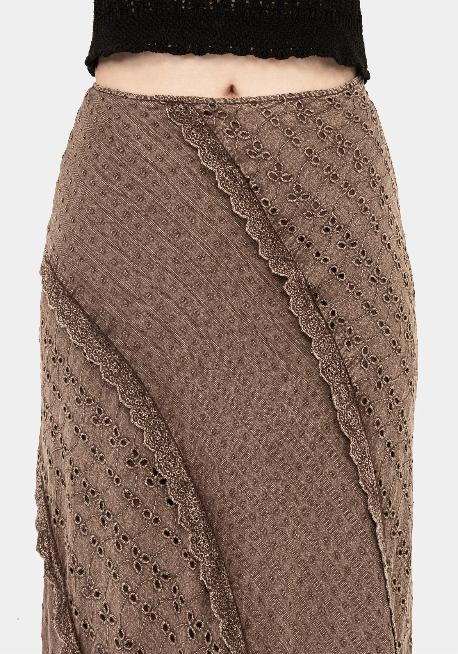 Winter Layering Summerisle Cotton Broderie Detail Midaxi Skirt