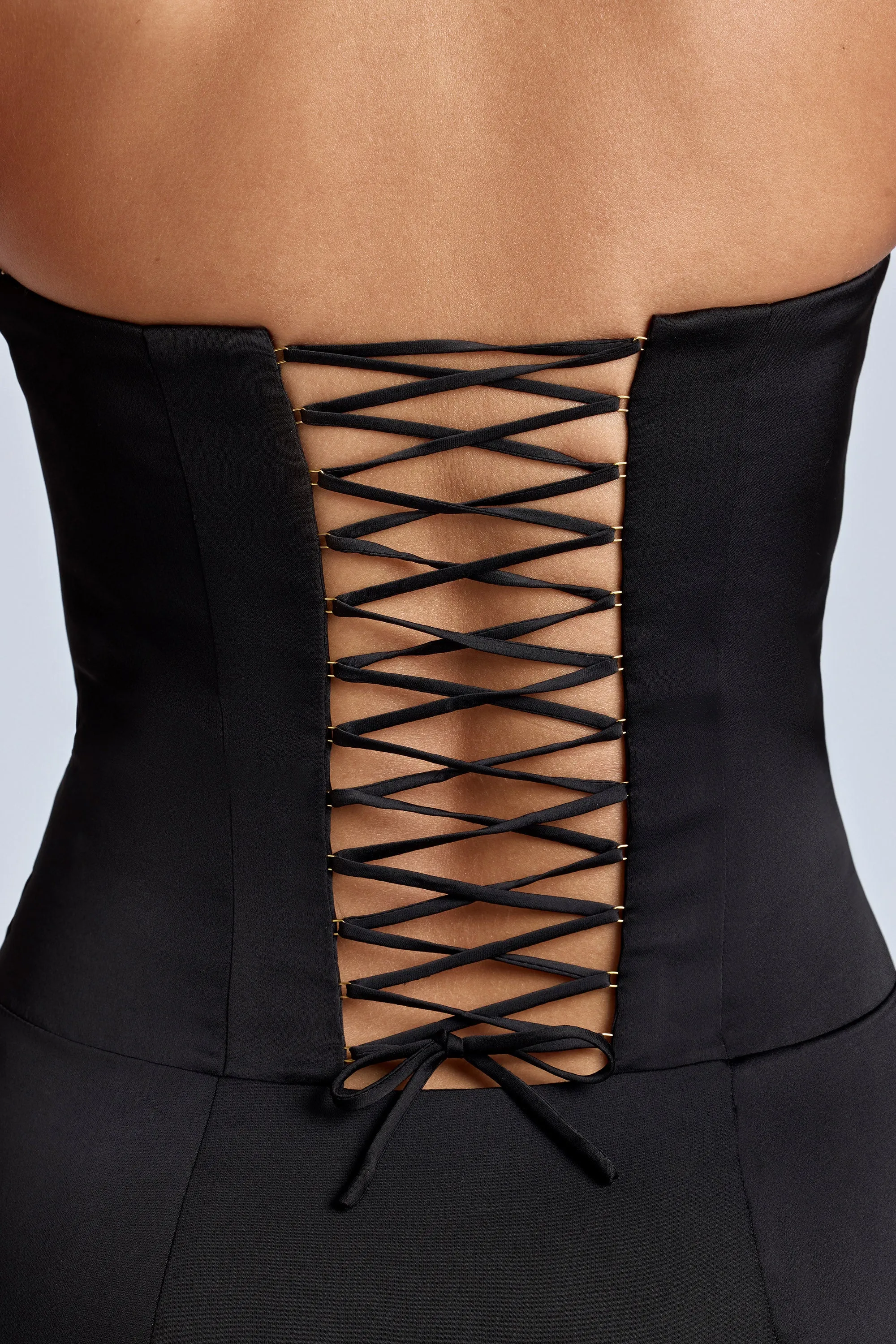 Lace-Up Corset Mini Dress in Black Comfortable party dress