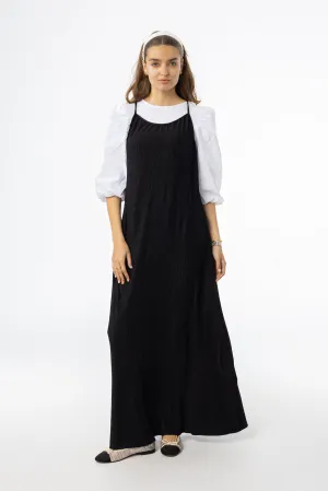 MultiFunctional Pockets Black Accordion Jumper