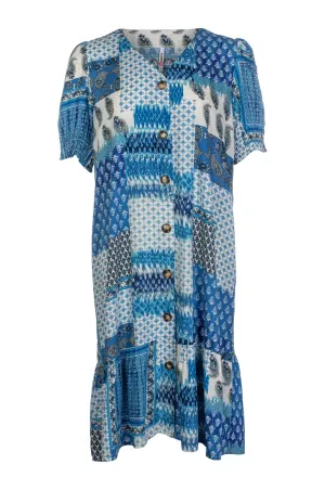 Lightweight Composite Dress | BLUES PATCHWORK | 3344C1