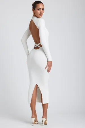 Colorfast Dye Modal Cross-Back Midaxi Dress in White