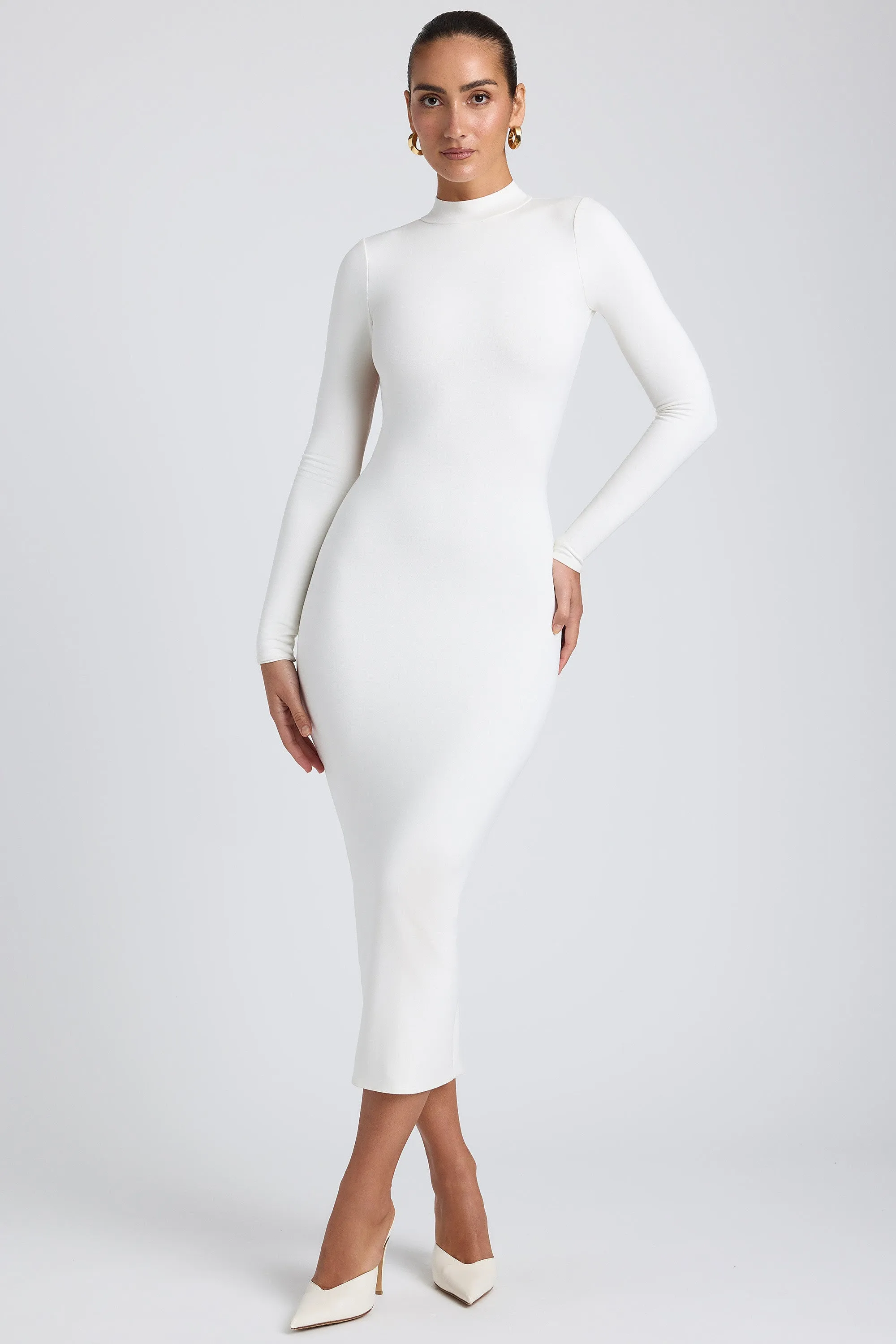 Soft Joggers Modal Cross-Back Midaxi Dress in White