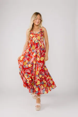 Side Slit Bridge Walk Fruit Punch Dress