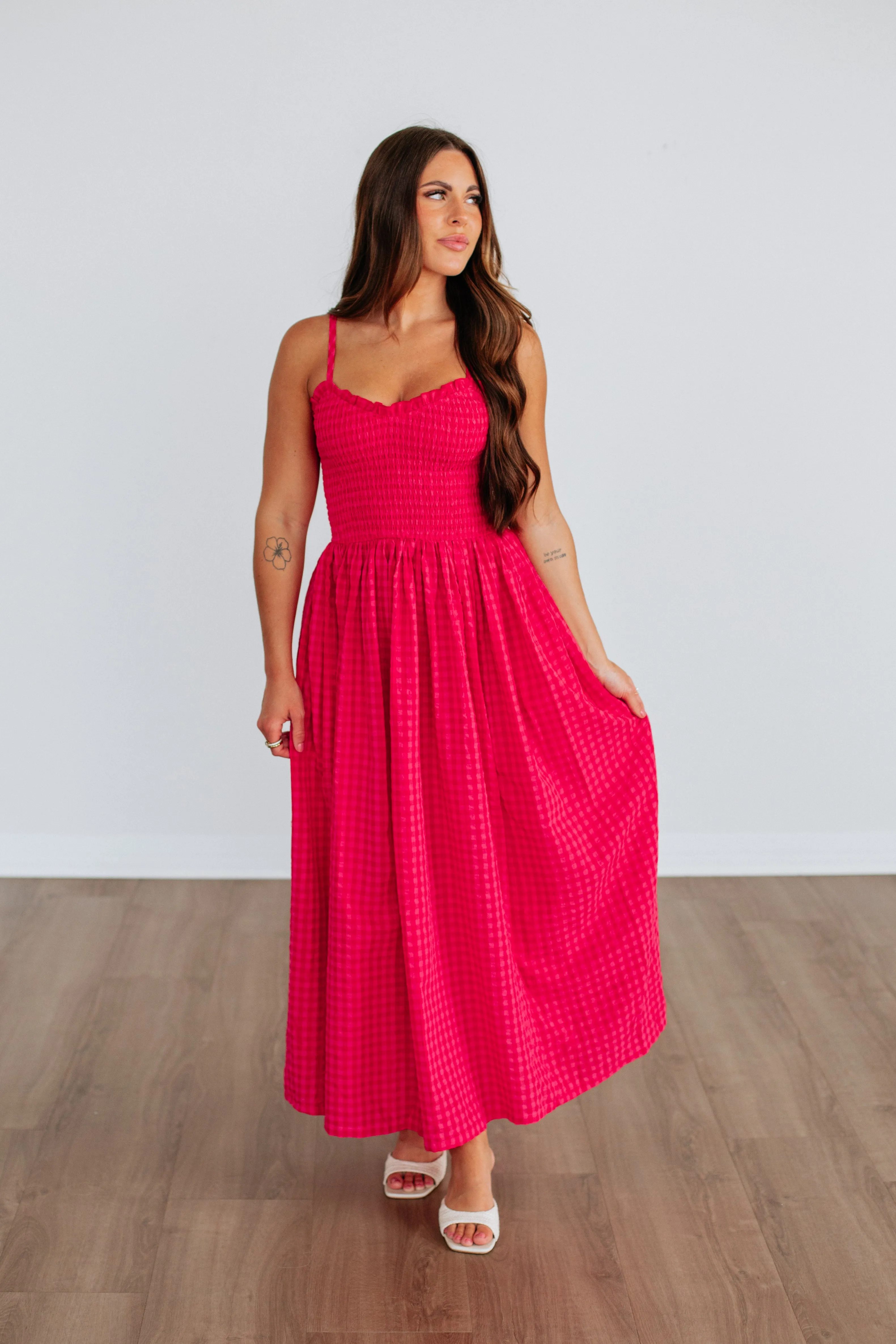 Krystina Gingham Dress The easy-to-wear design of this maxi dress ensures that you can style it effortlessly Yellow Sun