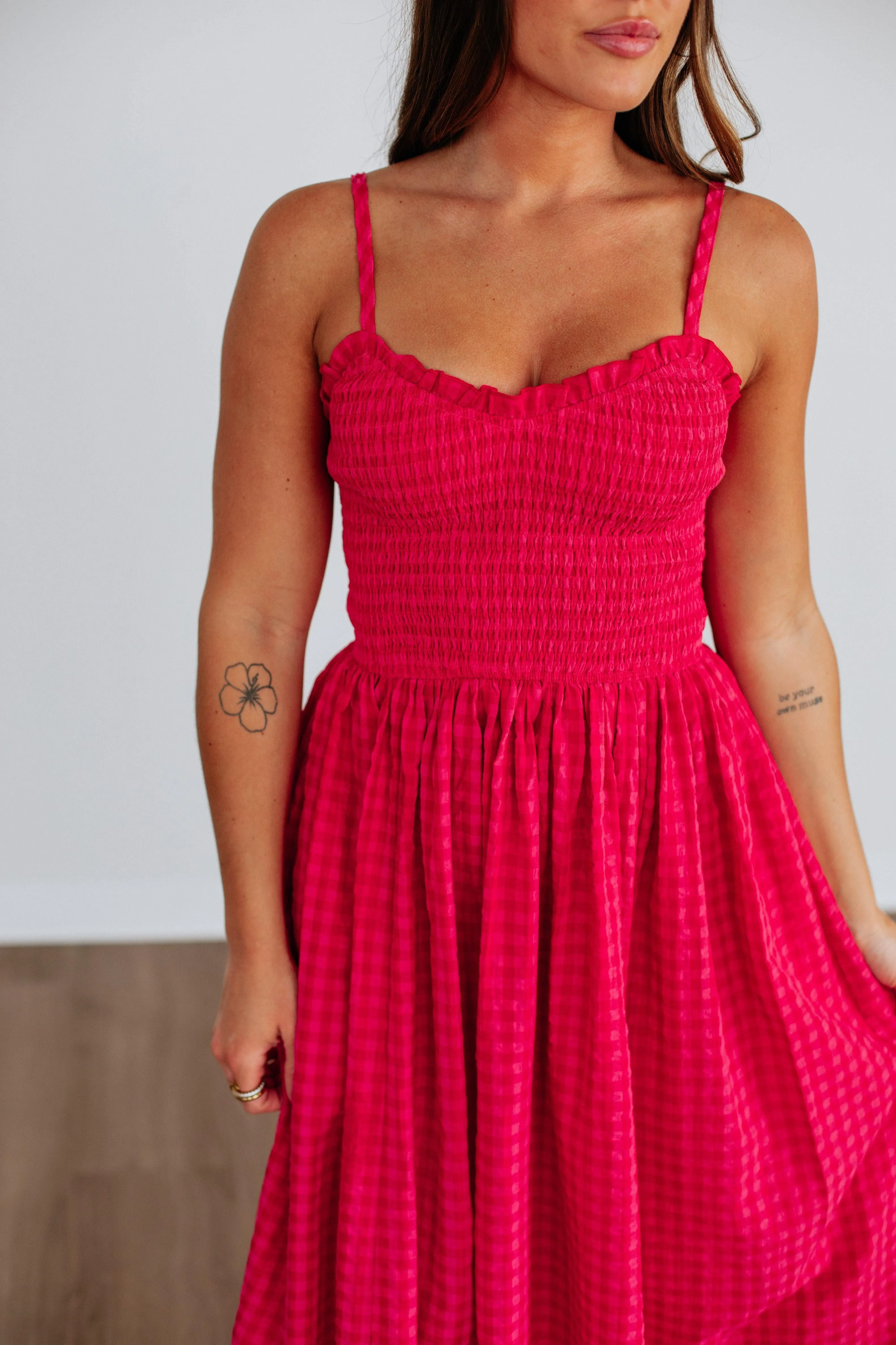 Krystina Gingham Dress Jade Glow