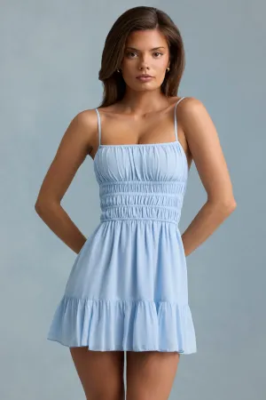 Shirred Camisole Mini Dress in Sky Blue All Day Comfort