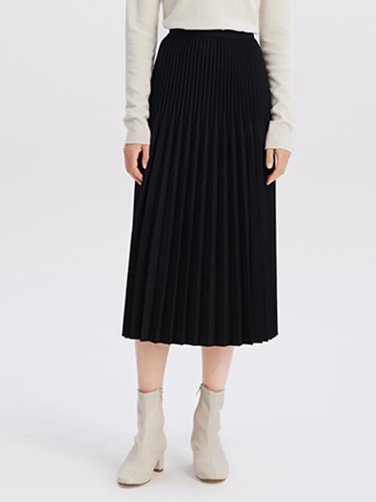 Mid-Length Pleated Half Women Skirt Tonal Layering Modern Look