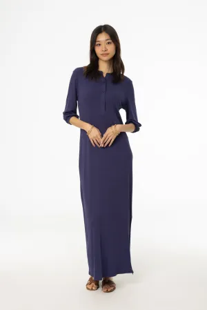 Navy 3/4 Sleeve Maxi Dress Cozy Sweatshirt