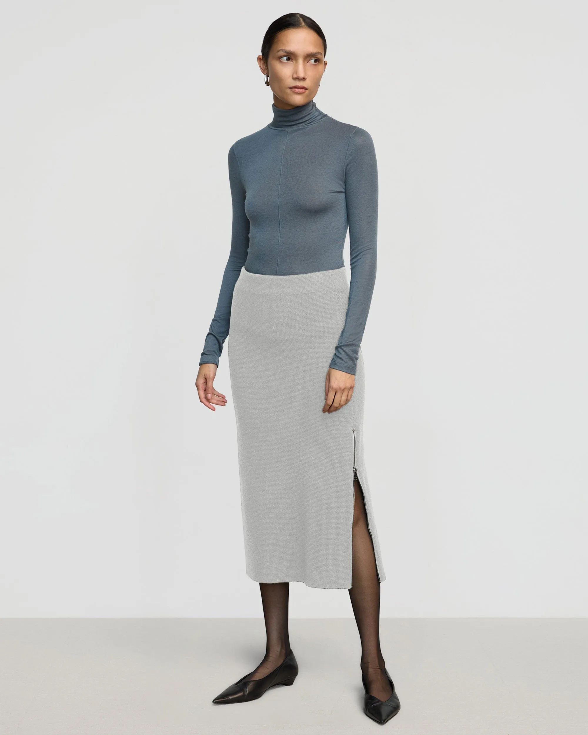 Weekend Favorite Convertible Style Esti Side-Zip Organic Cotton-Wool Skirt