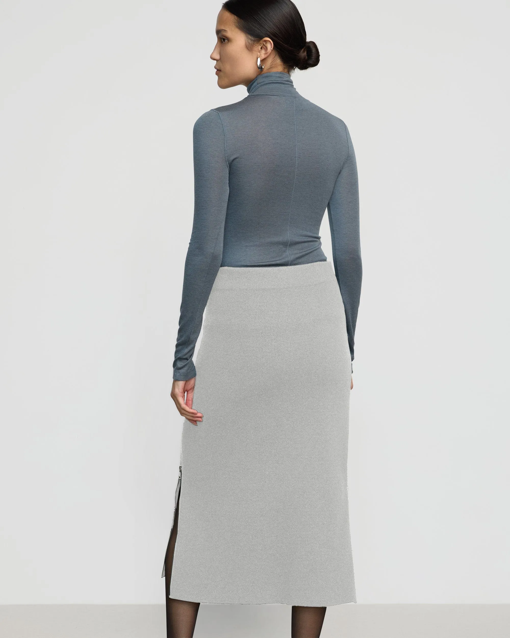 Esti Side-Zip Organic Cotton-Wool Skirt Light Fabric