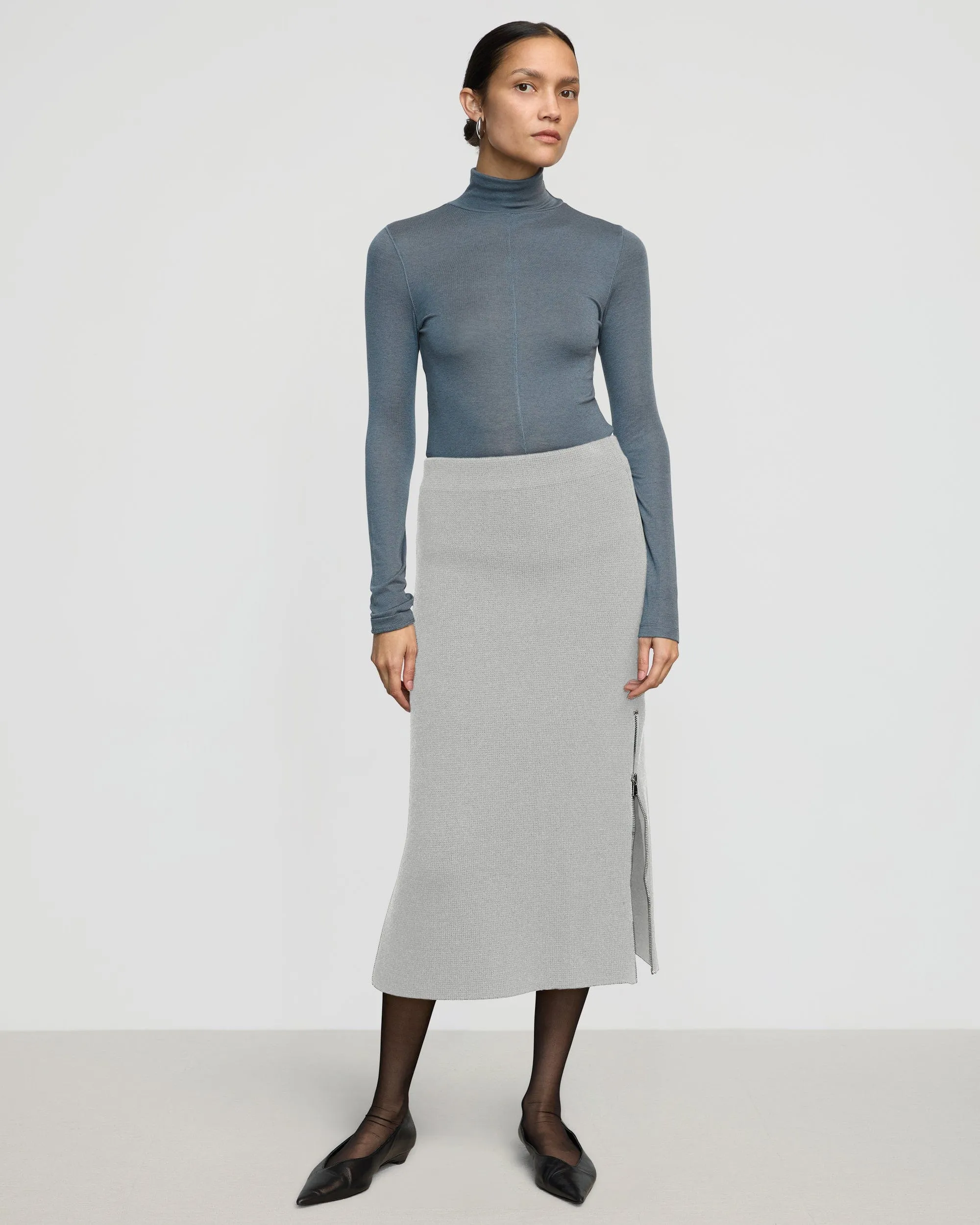 Winter Staple Drawstring closure Esti Side-Zip Organic Cotton-Wool Skirt