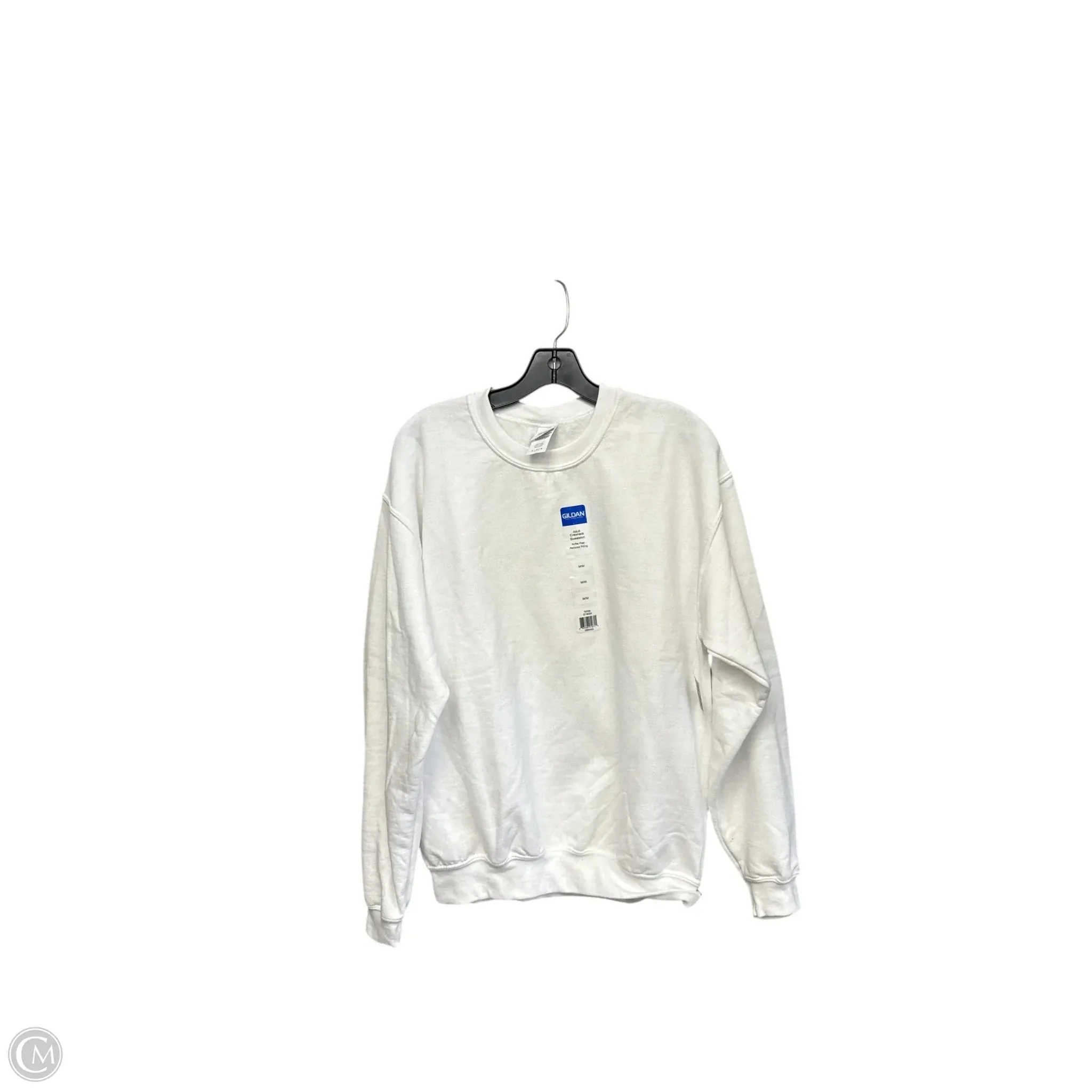 Sweatshirt Crewneck By Gildan In White, Size: M OdorResistant Fabric