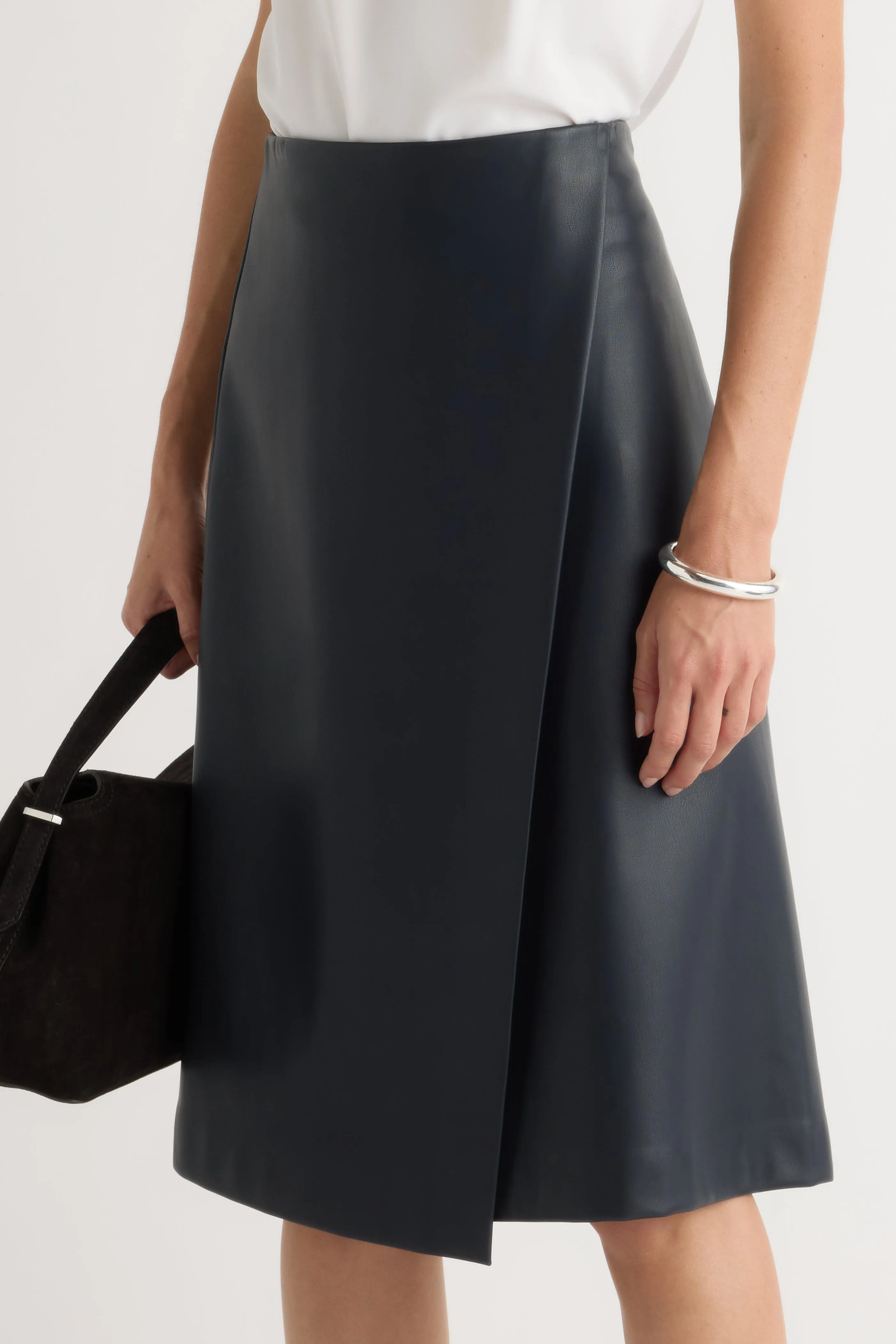 perforated design Simple Outfit Alba Asymmetric Vegan Leather Skirt