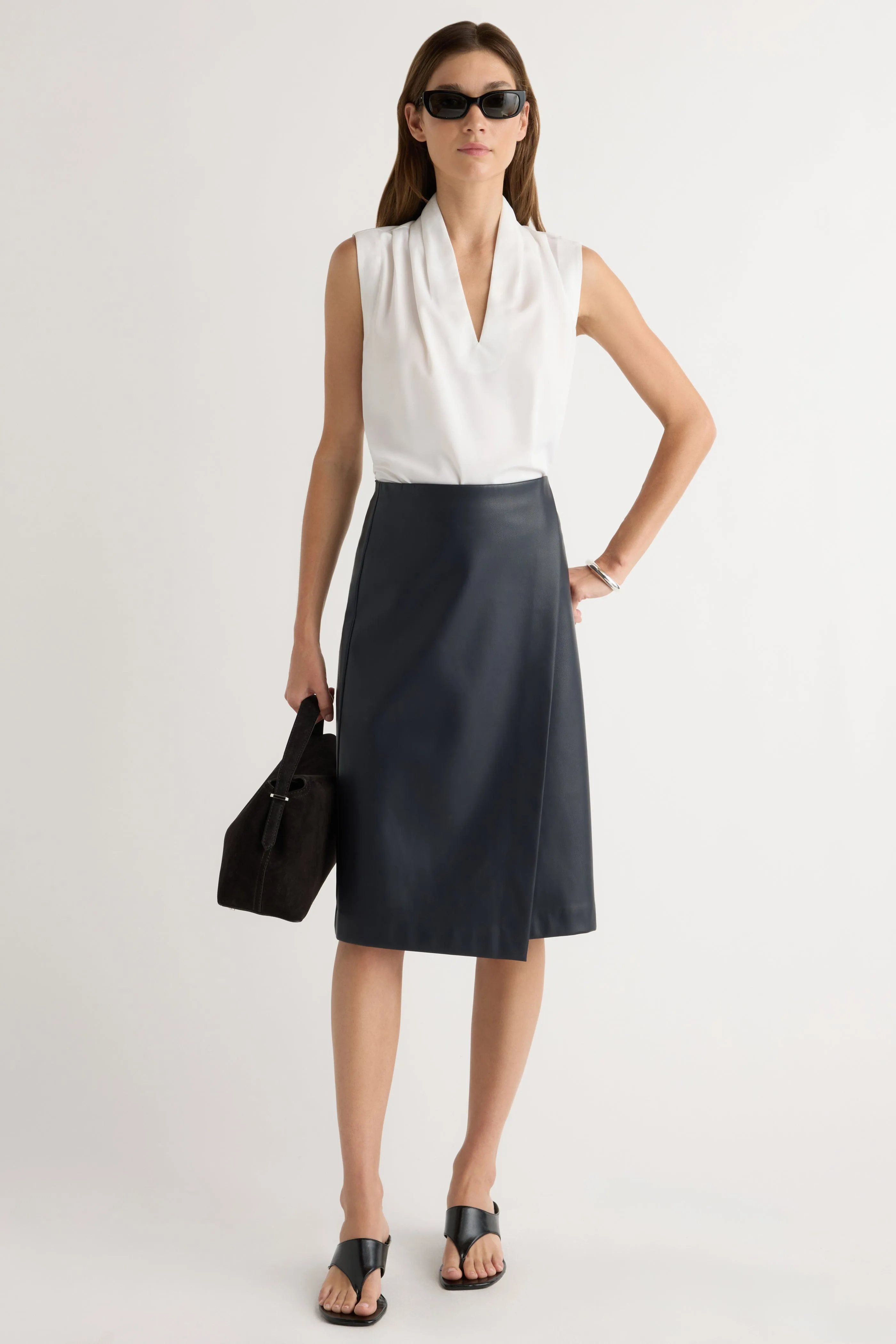 Designer Label Quick Fit Alba Asymmetric Vegan Leather Skirt