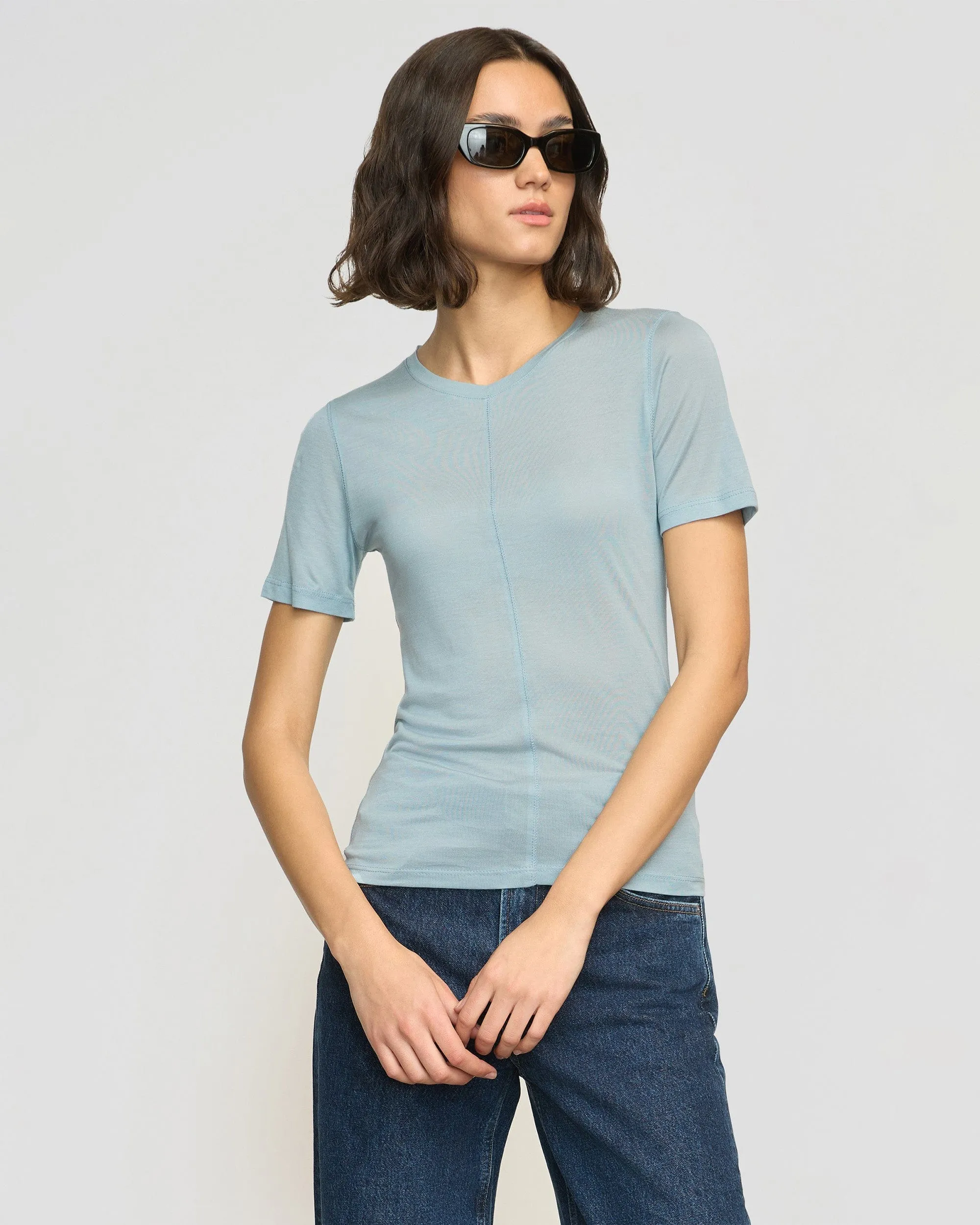 Thea Semi-Sheer Tencel Crew-Neck Tee Street Smart Abrasion resistant