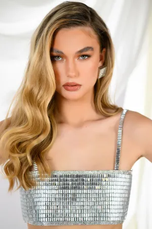 long - lasting Taped Seams DISCO BALL MIRROR BRALETTE