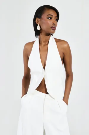 AMBROSIA CROPPED HALTER VEST IN WHITE anti tank MultiPocket Design