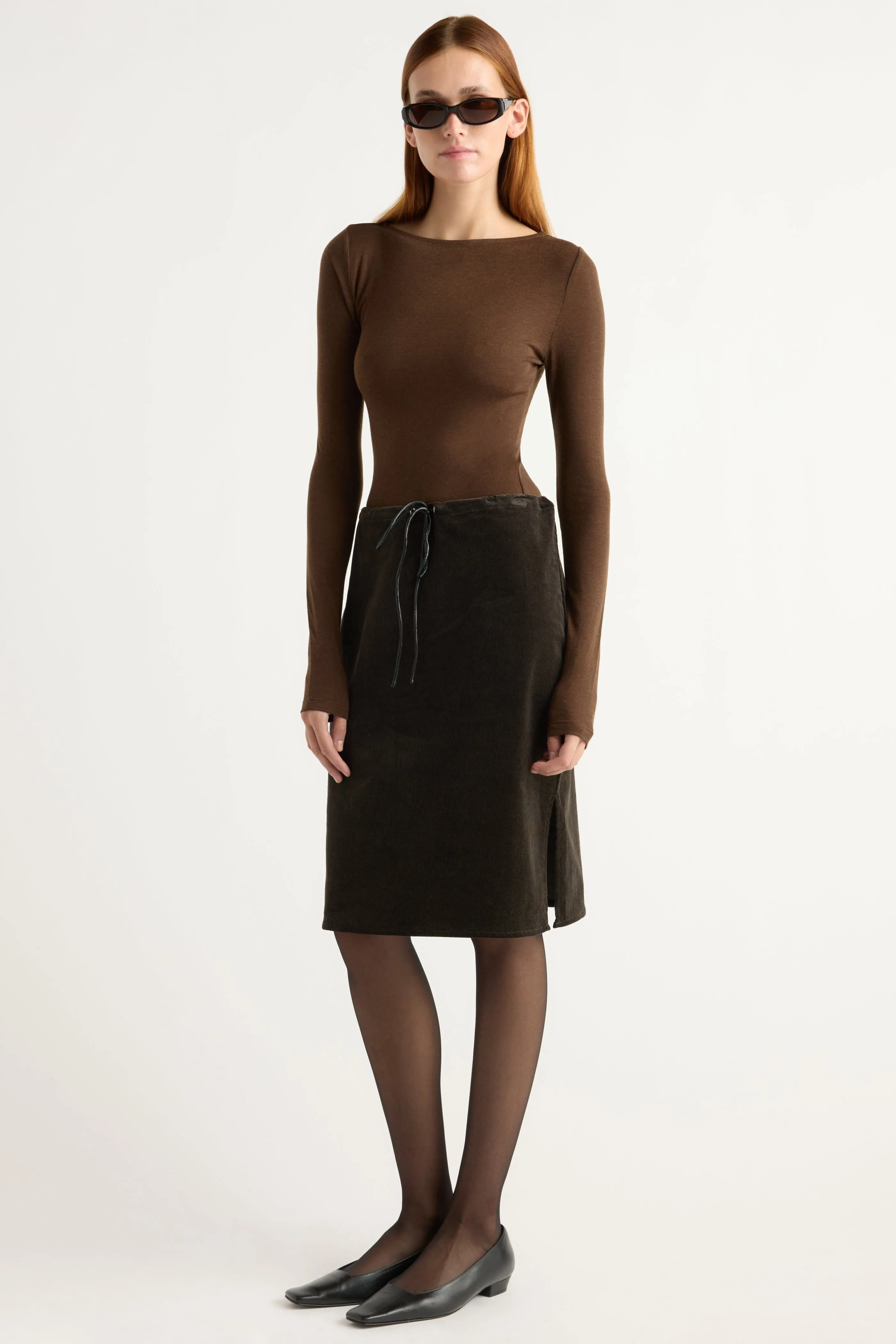 Lana Tencel-Wool Semi-Sheer Tee No Slip Shoulder Design