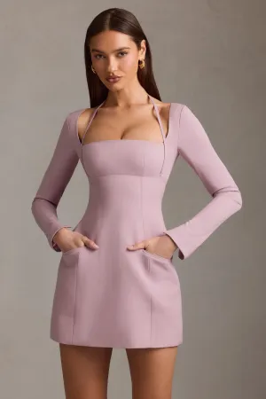 Floral Wear Pinstripe Structured A-Line Mini Dress in Mauve