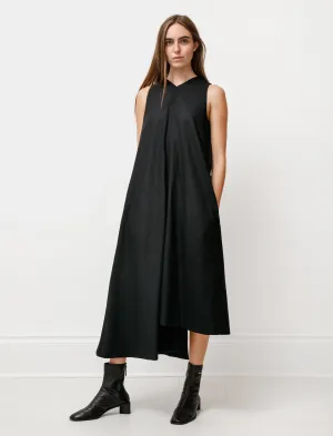 Asymmetrical Pressed Wool Dress Black Fine Weave Timeless Blazer