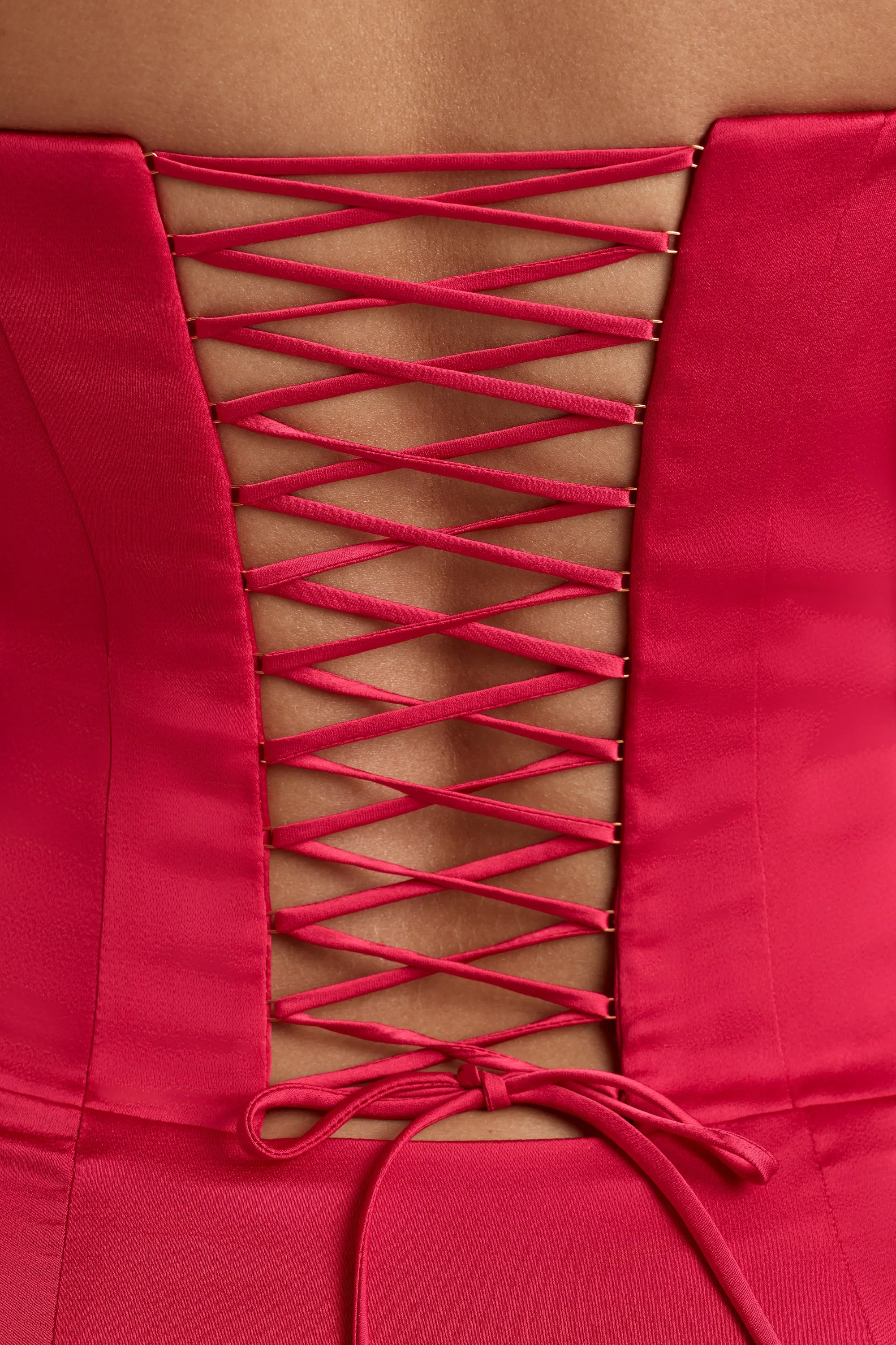 Lace-Up Corset Mini Dress in Cherry Red Weekend Style Look