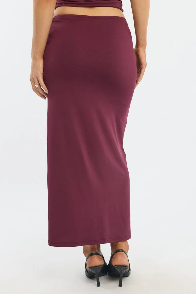 Red Hardware Buckle Maxi Skirt Soft Combo